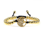 Luxury Copper Beads Pendant Beaded Bracelet Adjustable Life Tree Word Heart Shape Alloy Charm Bangles Couple Wrist Gold Bracelets For Women Bracelet Set Stretch Stackable Bracelets