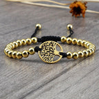 Luxury Copper Beads Pendant Beaded Bracelet Adjustable Life Tree Word Heart Shape Alloy Charm Bangles Couple Wrist Gold Bracelets For Women Bracelet Set Stretch Stackable Bracelets