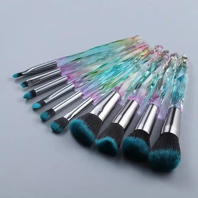 Luxury Cosmic Color New Luxury Crystal Makeup Brushes Powder Foundation Eyeshadow Eyebrow Cosmetics for Face Fan Make Up Brush Set Stevvex