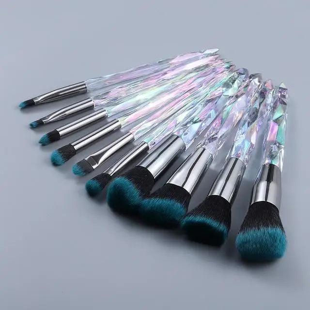 Luxury Cosmic Color New Luxury Crystal Makeup Brushes Powder Foundation Eyeshadow Eyebrow Cosmetics for Face Fan Make Up Brush Set Stevvex