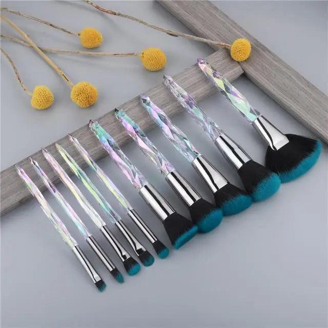 Luxury Cosmic Color New Luxury Crystal Makeup Brushes Powder Foundation Eyeshadow Eyebrow Cosmetics for Face Fan Make Up Brush Set Stevvex