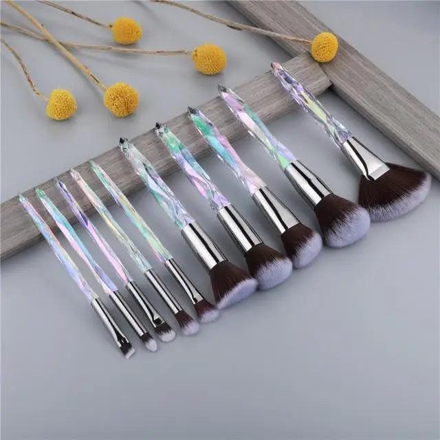 Luxury Cosmic Color New Luxury Crystal Makeup Brushes Powder Foundation Eyeshadow Eyebrow Cosmetics for Face Fan Make Up Brush Set Stevvex