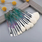 Luxury Cosmic Color New Luxury Crystal Makeup Brushes Powder Foundation Eyeshadow Eyebrow Cosmetics for Face Fan Make Up Brush Set Stevvex