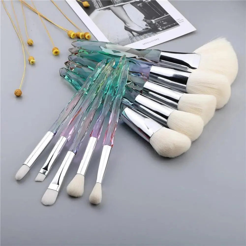 Luxury Cosmic Color New Luxury Crystal Makeup Brushes Powder Foundation Eyeshadow Eyebrow Cosmetics for Face Fan Make Up Brush Set Stevvex