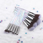 Luxury Cosmic Color New Luxury Crystal Makeup Brushes Powder Foundation Eyeshadow Eyebrow Cosmetics for Face Fan Make Up Brush Set Stevvex