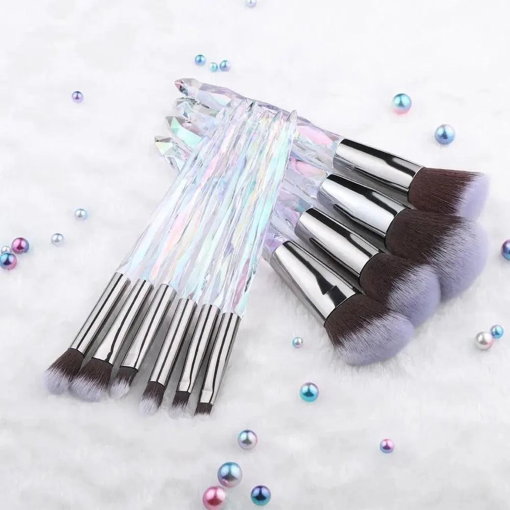Luxury Cosmic Color New Luxury Crystal Makeup Brushes Powder Foundation Eyeshadow Eyebrow Cosmetics for Face Fan Make Up Brush Set Stevvex