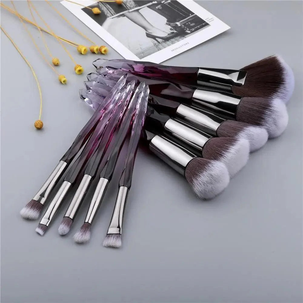 Luxury Cosmic Color New Luxury Crystal Makeup Brushes Powder Foundation Eyeshadow Eyebrow Cosmetics for Face Fan Make Up Brush Set Stevvex
