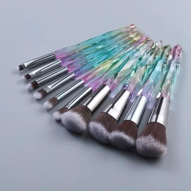 Luxury Cosmic Color New Luxury Crystal Makeup Brushes Powder Foundation Eyeshadow Eyebrow Cosmetics for Face Fan Make Up Brush Set Stevvex