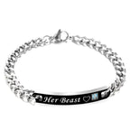 Luxury Couple Titanium Steel Alloy King Queen Bracelet Alloy Pendant Lover Letter Bracelet Attraction Distance Relationship Couples Bracelet For Men Women Bracelets Matching Link Chain Elegant Bracelets