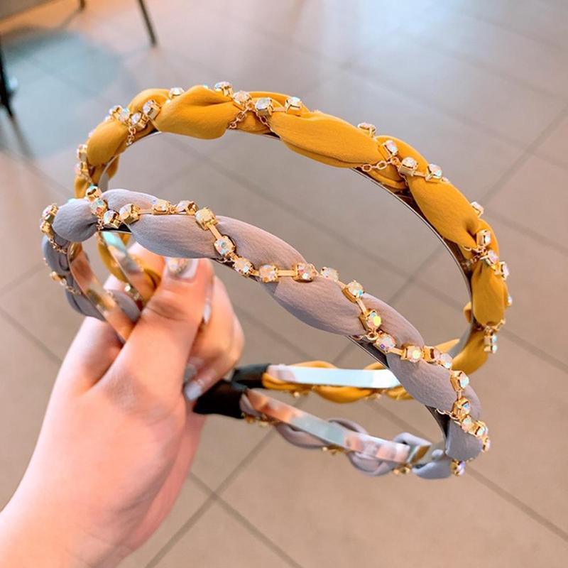 Luxury Crystal Rhinestone Cross Hair Bands For Girls Women Chiffon Stylish Headwear Korean Hair Bands Hoop New Fashion Gorgeous Hair Accessories For Women Stevvex
