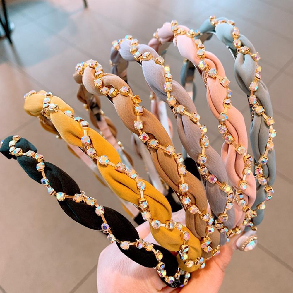Luxury Crystal Rhinestone Cross Hair Bands For Girls Women Chiffon Stylish Headwear Korean Hair Bands Hoop New Fashion Gorgeous Hair Accessories For Women Stevvex