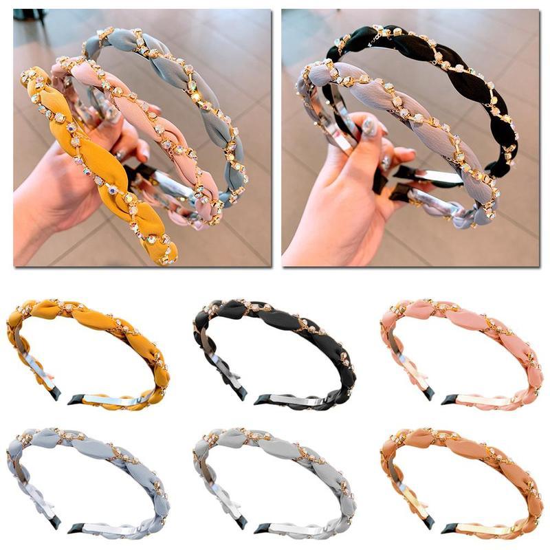 Luxury Crystal Rhinestone Cross Hair Bands For Girls Women Chiffon Stylish Headwear Korean Hair Bands Hoop New Fashion Gorgeous Hair Accessories For Women Stevvex