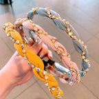 Luxury Crystal Rhinestone Cross Hair Bands For Girls Women Chiffon Stylish Headwear Korean Hair Bands Hoop New Fashion Gorgeous Hair Accessories For Women Stevvex