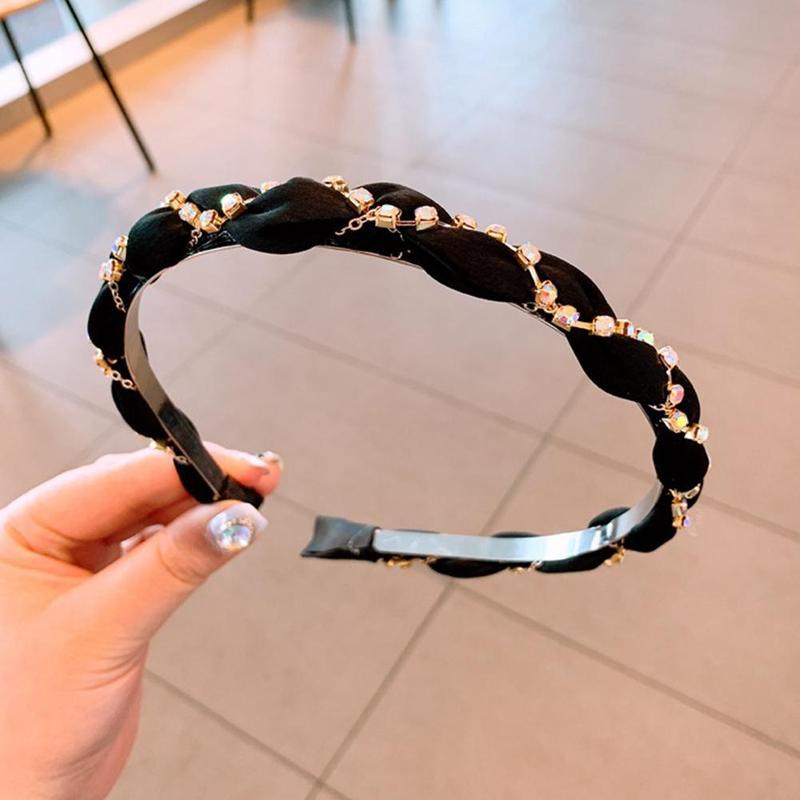 Luxury Crystal Rhinestone Cross Hair Bands For Girls Women Chiffon Stylish Headwear Korean Hair Bands Hoop New Fashion Gorgeous Hair Accessories For Women Stevvex
