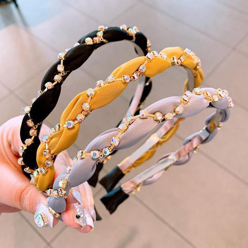 Luxury Crystal Rhinestone Cross Hair Bands For Girls Women Chiffon Stylish Headwear Korean Hair Bands Hoop New Fashion Gorgeous Hair Accessories For Women Stevvex