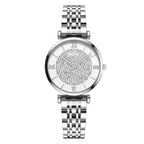 Luxury Crystal Women Bracelet Watches Fashion Diamond Quartz Watch Steel Wristwatch Stainless Steel Metal Women's Wrist Watch Two Tone Fashion Elegant Diamond Analog Quartz Watch Gift For Woman