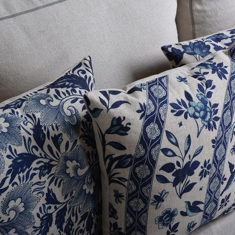 Luxury Decorative Throw Square Linen Pillowcase Blue And White Flower Bedroom Room Sofa Porcelain Printed Cushion Cover Decorative Sofa Throw Pillow Car Chair Home Decor Pillow Case Soft Design Stevvex