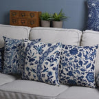 Luxury Decorative Throw Square Linen Pillowcase Blue And White Flower Bedroom Room Sofa Porcelain Printed Cushion Cover Decorative Sofa Throw Pillow Car Chair Home Decor Pillow Case Soft Design Stevvex