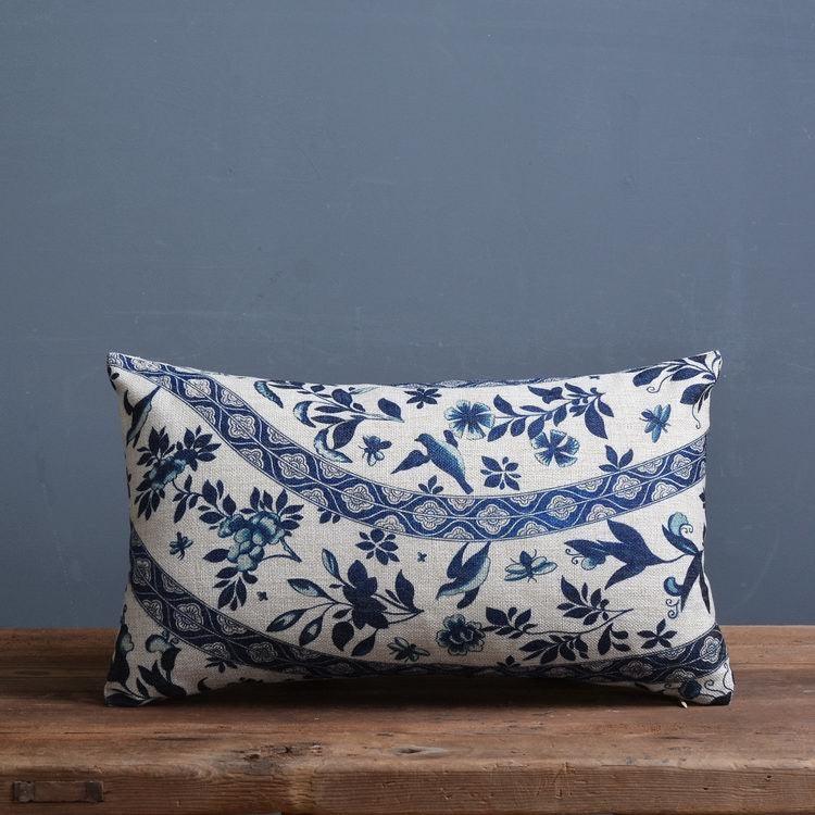 Luxury Decorative Throw Square Linen Pillowcase Blue And White Flower Bedroom Room Sofa Porcelain Printed Cushion Cover Decorative Sofa Throw Pillow Car Chair Home Decor Pillow Case Soft Design Stevvex