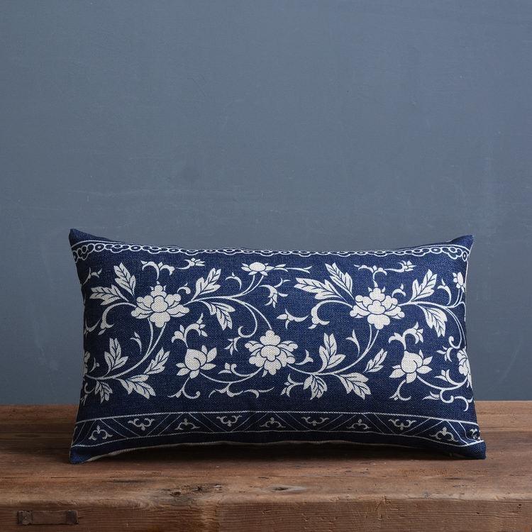 Luxury Decorative Throw Square Linen Pillowcase Blue And White Flower Bedroom Room Sofa Porcelain Printed Cushion Cover Decorative Sofa Throw Pillow Car Chair Home Decor Pillow Case Soft Design Stevvex