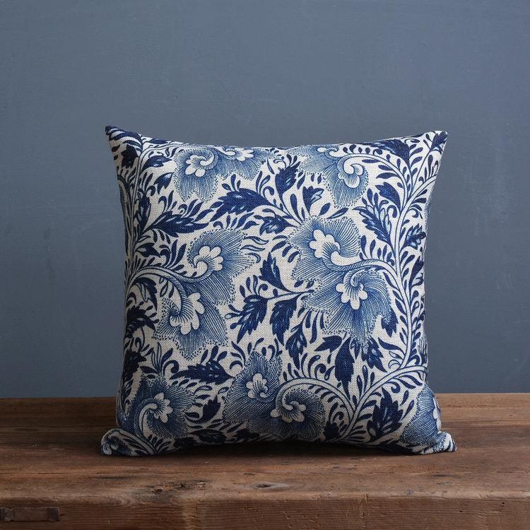 Luxury Decorative Throw Square Linen Pillowcase Blue And White Flower Bedroom Room Sofa Porcelain Printed Cushion Cover Decorative Sofa Throw Pillow Car Chair Home Decor Pillow Case Soft Design Stevvex