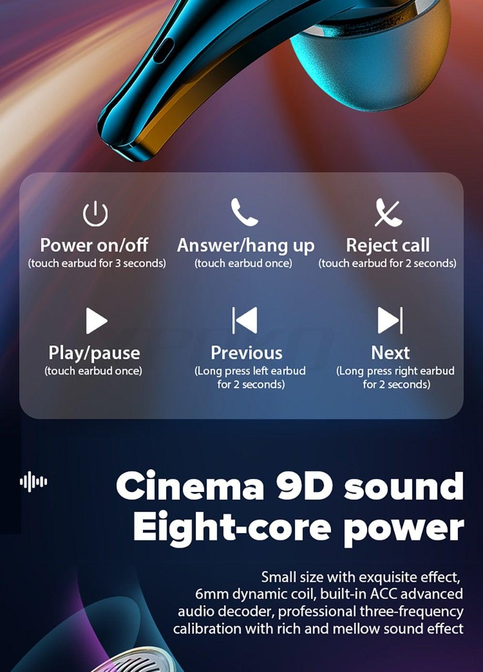 Luxury Earphone Bluetooth Compatible Headphones With Mic 3500mAh Mirror Charging Box Wireless Headphones Noise Cancelling HiFi Earbud Gaming Headsets Bluetooth MP3 Music Playes Sports Wireless Waterproof Touch Control Headphones Stevvex