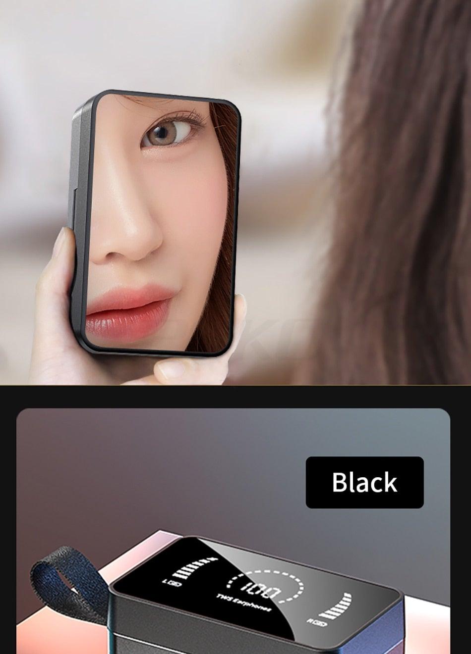 Luxury Earphone Bluetooth Compatible Headphones With Mic 3500mAh Mirror Charging Box Wireless Headphones Noise Cancelling HiFi Earbud Gaming Headsets Bluetooth MP3 Music Playes Sports Wireless Waterproof Touch Control Headphones Stevvex