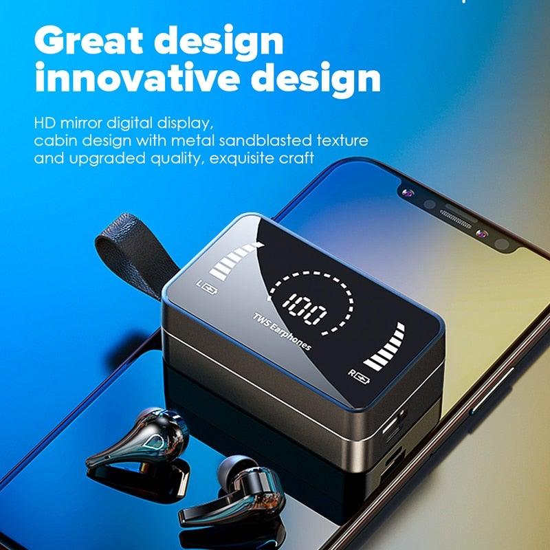 Luxury Earphone Bluetooth Compatible Headphones With Mic 3500mAh Mirror Charging Box Wireless Headphones Noise Cancelling HiFi Earbud Gaming Headsets Bluetooth MP3 Music Playes Sports Wireless Waterproof Touch Control Headphones Stevvex