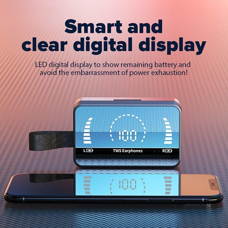 Luxury Earphone Bluetooth Compatible Headphones With Mic 3500mAh Mirror Charging Box Wireless Headphones Noise Cancelling HiFi Earbud Gaming Headsets Bluetooth MP3 Music Playes Sports Wireless Waterproof Touch Control Headphones Stevvex