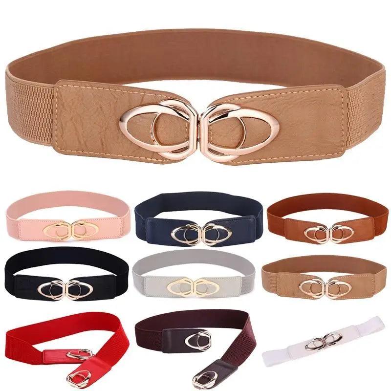 Luxury Elastic PU Leather Wide Belts For Women Fashion Stretchy Thick Waist Dress Plus Size Waistbands For Women Stevvex