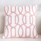 Luxury Embroidered Pink Pillow Cover Elegant Cushions Cover For Sofa Flower Geometric Cotton Pillow Case Throw Pillow Covers Modern Geometric Pillowcase Throw Cushion Cover for Bed Couch Sofa Office Decor 45*45
