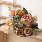 Luxury Fake Flowers Artificial Silk Roses High Quality Big Bouquet For Office Parties Bridal and Wedding Decoration Artificial Rose Flowers Bouquet Silk Flowers Rose for Home Bridal Wedding Party Festival Decor Stevvex
