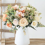 Luxury Fake Flowers Artificial Silk Roses High Quality Big Bouquet For Office Parties Bridal and Wedding Decoration Artificial Rose Flowers Bouquet Silk Flowers Rose for Home Bridal Wedding Party Festival Decor Stevvex