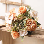 Luxury Fake Flowers Artificial Silk Roses High Quality Big Bouquet For Office Parties Bridal and Wedding Decoration Artificial Rose Flowers Bouquet Silk Flowers Rose for Home Bridal Wedding Party Festival Decor Stevvex