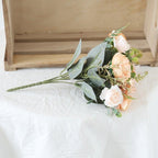 Luxury Fake Flowers Artificial Silk Roses High Quality Big Bouquet For Office Parties Bridal and Wedding Decoration Artificial Rose Flowers Bouquet Silk Flowers Rose for Home Bridal Wedding Party Festival Decor Stevvex