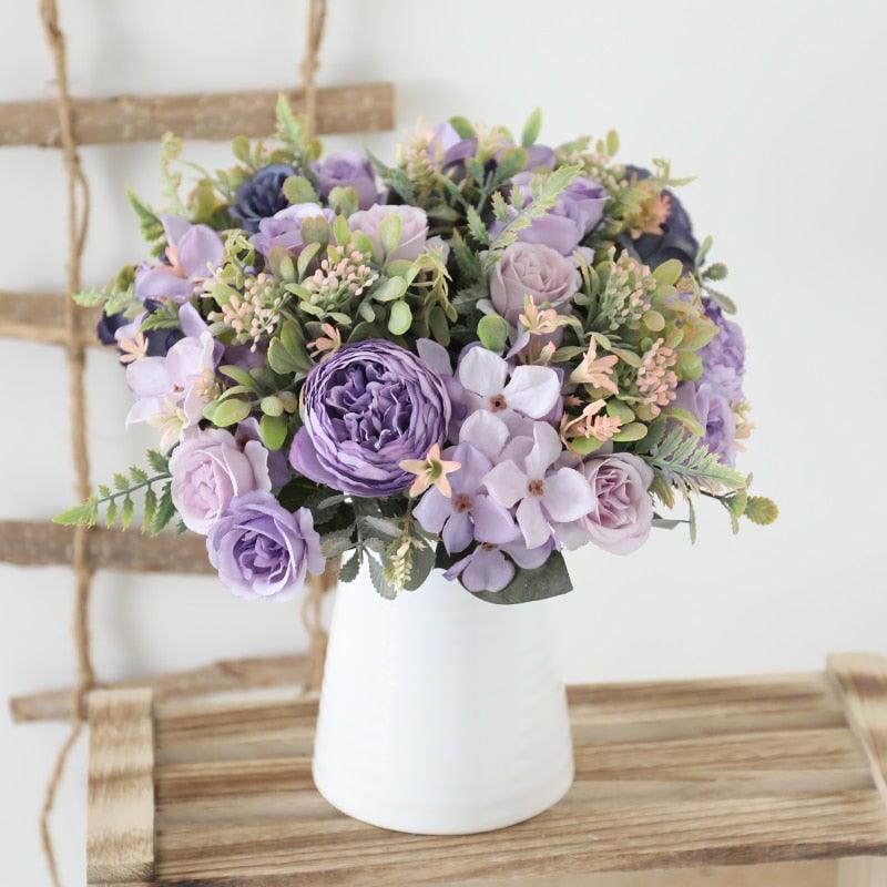 Luxury Fake Flowers Artificial Silk Roses High Quality Big Bouquet For Office Parties Bridal and Wedding Decoration Artificial Rose Flowers Bouquet Silk Flowers Rose for Home Bridal Wedding Party Festival Decor Stevvex