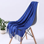Luxury Fashion Winter Solid Colorful Soft Scarf Hijabs Tassels Long Warm Shawls Hijabs Lightweight Scarfs Scarves Cashmere Elegant Hijabs Scarves Wraps For Women Stevvex