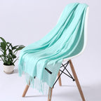 Luxury Fashion Winter Solid Colorful Soft Scarf Hijabs Tassels Long Warm Shawls Hijabs Lightweight Scarfs Scarves Cashmere Elegant Hijabs Scarves Wraps For Women Stevvex