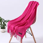 Luxury Fashion Winter Solid Colorful Soft Scarf Hijabs Tassels Long Warm Shawls Hijabs Lightweight Scarfs Scarves Cashmere Elegant Hijabs Scarves Wraps For Women Stevvex