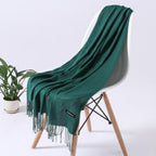 Luxury Fashion Winter Solid Colorful Soft Scarf Hijabs Tassels Long Warm Shawls Hijabs Lightweight Scarfs Scarves Cashmere Elegant Hijabs Scarves Wraps For Women Stevvex