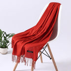 Luxury Fashion Winter Solid Colorful Soft Scarf Hijabs Tassels Long Warm Shawls Hijabs Lightweight Scarfs Scarves Cashmere Elegant Hijabs Scarves Wraps For Women Stevvex