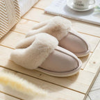 Luxury Faux Suede Home Women Full Fur Slippers Winter Warm Plush Bedroom Non-Slip Couples Shoes Indoor Furry Slippers Memory Foam Fluffy Soft Warm Slip On House Slippers Anti-Skid Cozy Plush For Indoor Outdoor Stevvex