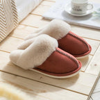 Luxury Faux Suede Home Women Full Fur Slippers Winter Warm Plush Bedroom Non-Slip Couples Shoes Indoor Furry Slippers Memory Foam Fluffy Soft Warm Slip On House Slippers Anti-Skid Cozy Plush For Indoor Outdoor Stevvex