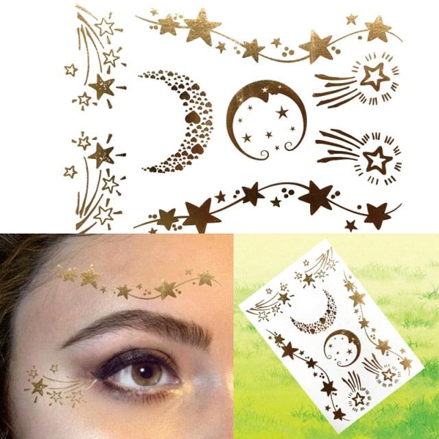 Luxury Flash Metallic Waterproof Temporary Tattoo Gold Silver Flower Tattoo Sticker Long Lasting Gold Design For Womens Stevvex