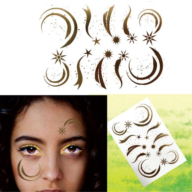 Luxury Flash Metallic Waterproof Temporary Tattoo Gold Silver Flower Tattoo Sticker Long Lasting Gold Design For Womens Stevvex