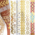 Luxury Flash Metallic Waterproof Temporary Tattoo Gold Silver Flower Tattoo Sticker Long Lasting Gold Design For Womens Stevvex
