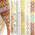 Luxury Flash Metallic Waterproof Temporary Tattoo Gold Silver Flower Tattoo Sticker Long Lasting Gold Design For Womens Stevvex