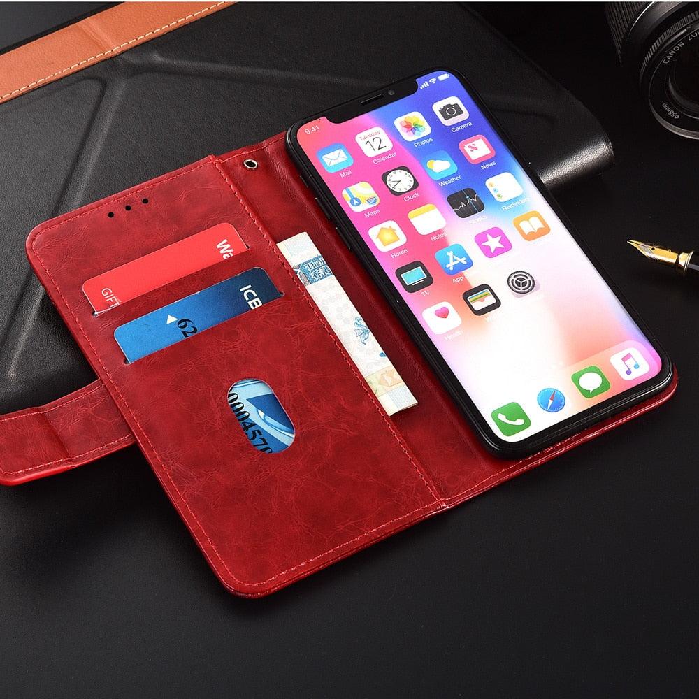Luxury Flip wallet Leather Case For iphone 11 13 12 Pro 12Mini Card Holder Phone Cover Premium Leather iPhone 11 Pro Case Kickstand Card Holder Flip Leather Wallet Phone Case Stevvex
