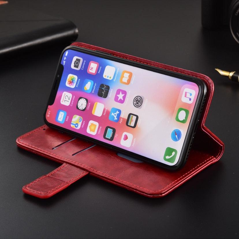 Luxury Flip wallet Leather Case For iphone 11 13 12 Pro 12Mini Card Holder Phone Cover Premium Leather iPhone 11 Pro Case Kickstand Card Holder Flip Leather Wallet Phone Case Stevvex
