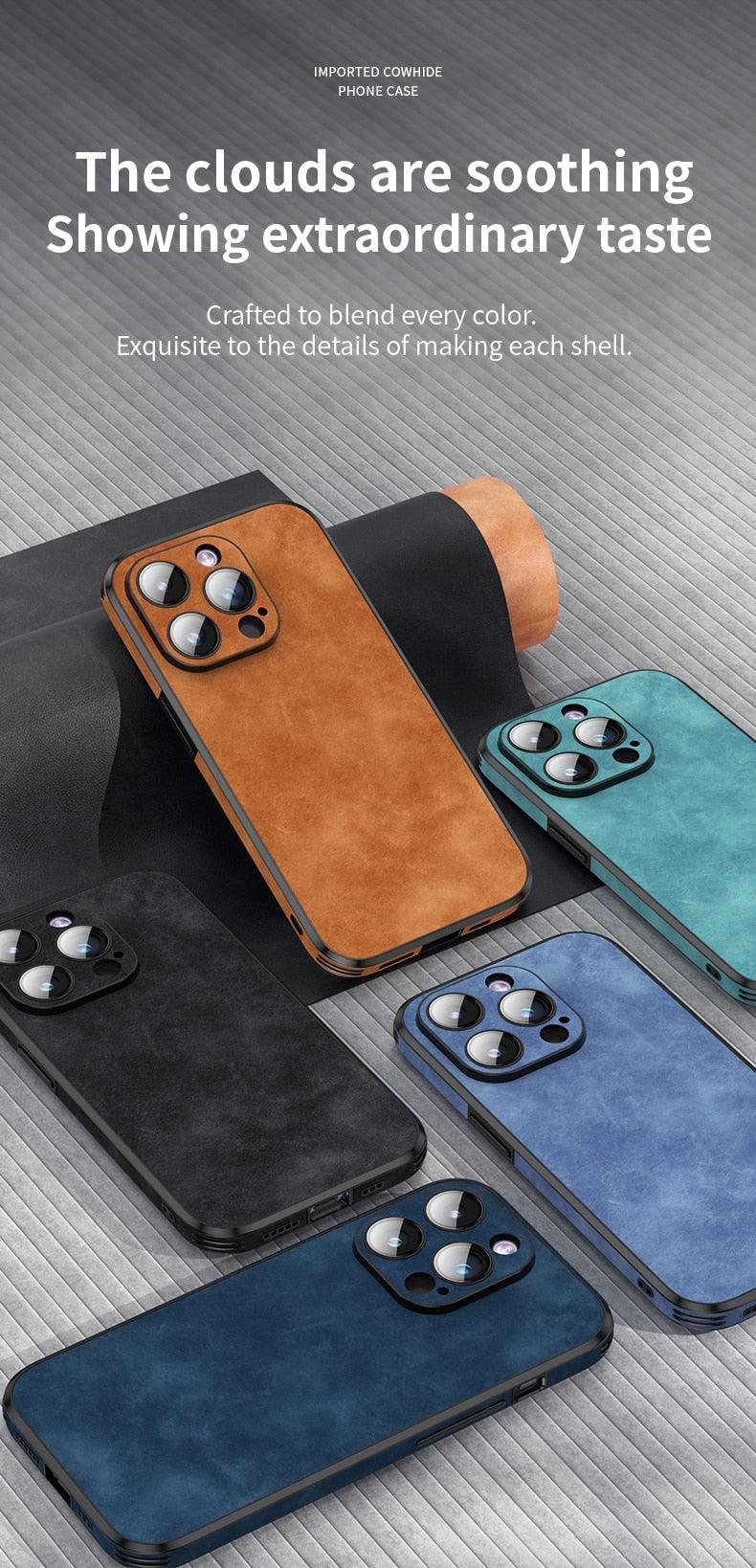 Luxury Full Protection Bumper Shockproof Business Leather Phone Case For iPhone 14 13 12 11 Pro Max Plus Cover Slim Leather Luxury PU Flexible Bumper Non-Slip Grip Shockproof Full Body Protective Cover Stevvex